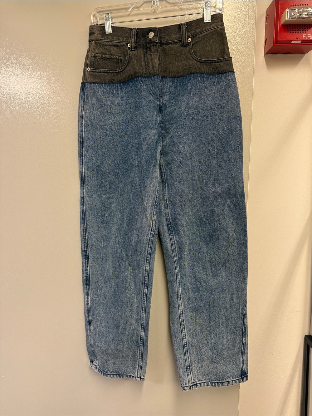 3.1 Phillip Lim Two-Tone High-Rise Jeans — Black and Blue